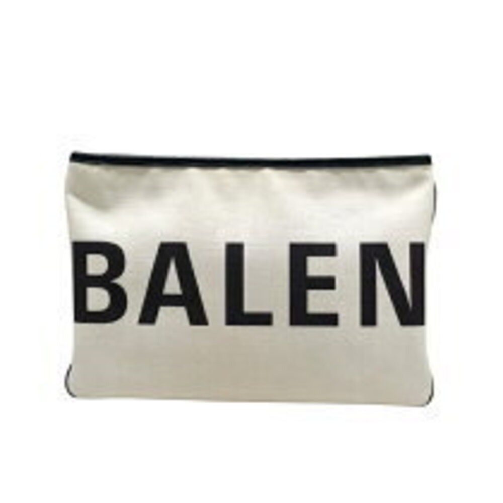 Balenciaga Pouch White Black Canvas Clutch Bag - Picture 1 of 11